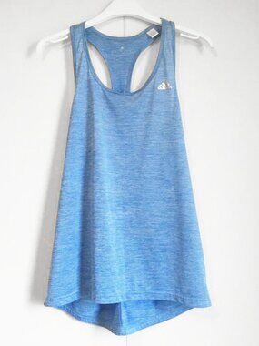 Adidas Blue Striped Heathered Racerback Tank Top